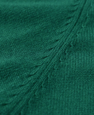 Pullover Crew Neck Cotton&Wool Knit Sweater - Emerald Green