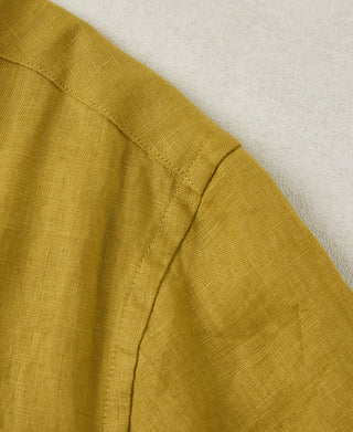 1950s Italian Collar Linen Shirt - Mustard