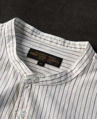 Two-Tone Fine Stripe Band Collar Shirt