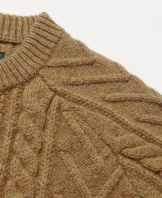 Cable Knit Shawl Collar Cardigan - Ginger