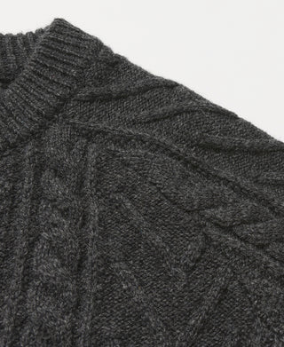 Cable Knit Shawl Collar Cardigan - Dark Gray