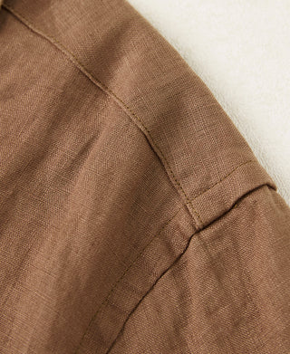 1950s Italian Collar Linen Shirt - Brown