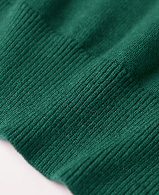 Pullover Crew Neck Cotton&Wool Knit Sweater - Emerald Green