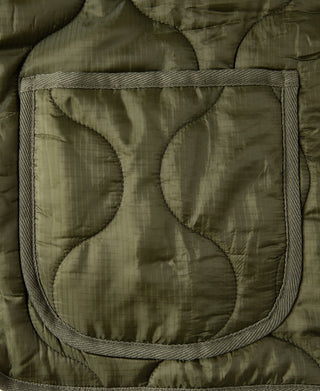 Military Style Quilted Padded Ripstop Nylon Vest - Olive