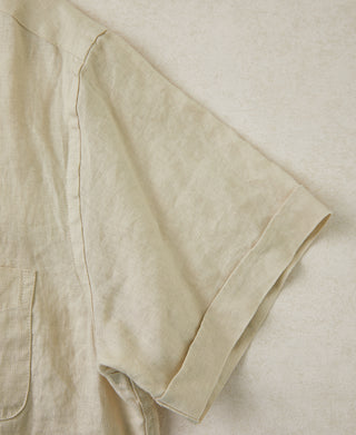 1950s Italian Collar Linen Shirt - Apricot