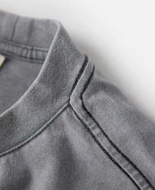 Suede Textured Drop Shoulder T-Shirt - Light Gray