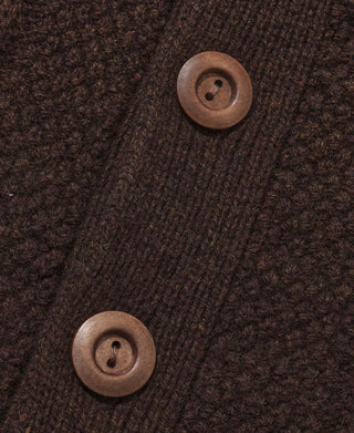 Cable Knit Shawl Collar Cardigan - Brown