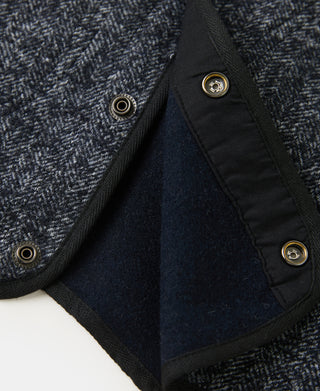 Tweed Herringbone V-Neck Vest - Navy