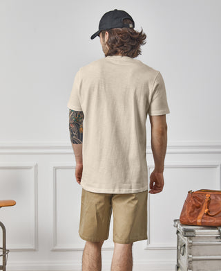 Classic Fit Loopwheel Slub Cotton T-Shirt - Oatmeal