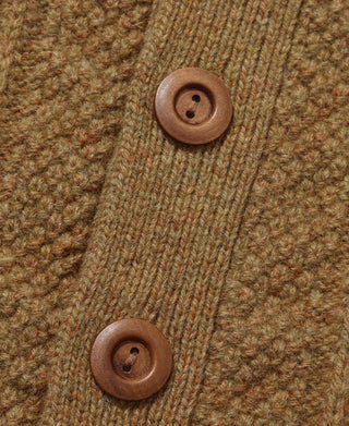 Cable Knit Shawl Collar Cardigan - Ginger