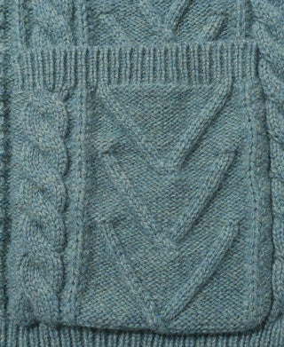 Cable Knit Shawl Collar Cardigan - Pale Blue