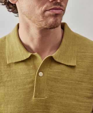 High-low Hem Slub Cotton Polo Shirt - Gold