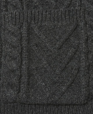 Cable Knit Shawl Collar Cardigan - Dark Gray