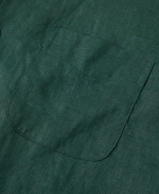 1950s Italian Collar Linen Shirt - Dark Green