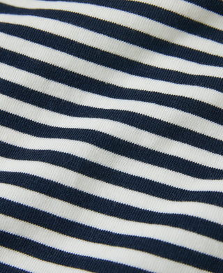 Ribbed Cuff Breton Stripe Long Sleeve T-Shirt - White/Navy