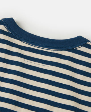 Ribbed Cuff Breton Stripe Long Sleeve T-Shirt - Blue/Apricot