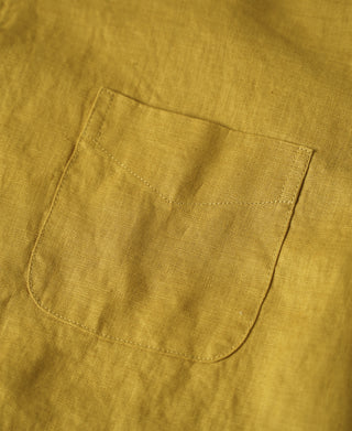 1950s Italian Collar Linen Shirt - Mustard