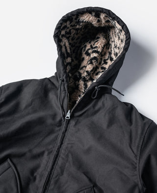 Leopard Print Reversible Deck Jacket - Black