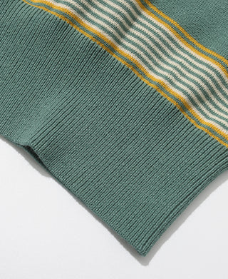 1950s Ribbed Striped Knit T-Shirt - Green