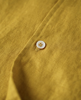 1950s Italian Collar Linen Shirt - Mustard