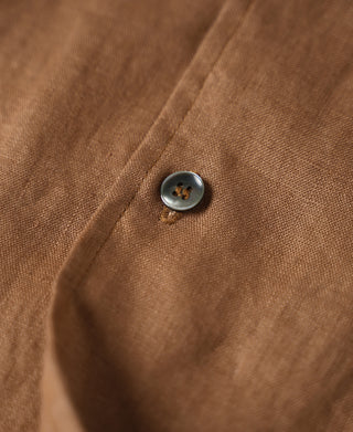 1950s Italian Collar Linen Shirt - Brown