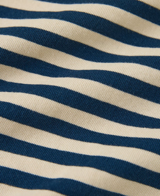 Ribbed Cuff Breton Stripe Long Sleeve T-Shirt - Blue/Apricot