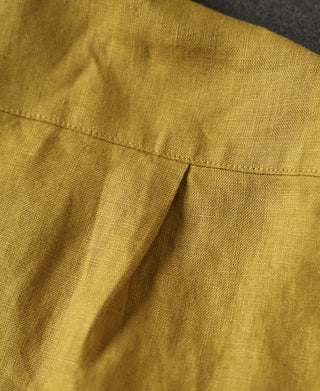 1950s Italian Collar Linen Shirt - Mustard