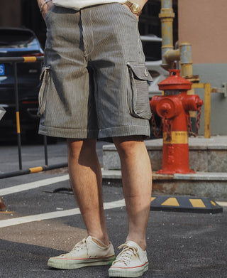 Hickory Stripe Cotton Cargo Shorts