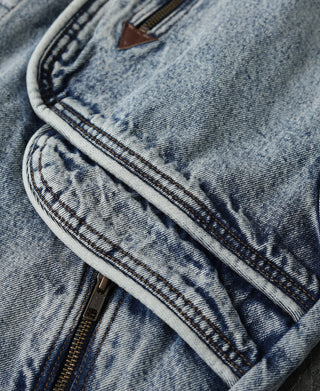 Trench Accent Snow Wash Denim Jacket