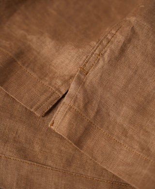 1950s Italian Collar Linen Shirt - Brown