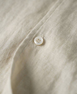 1950s Italian Collar Linen Shirt - Apricot