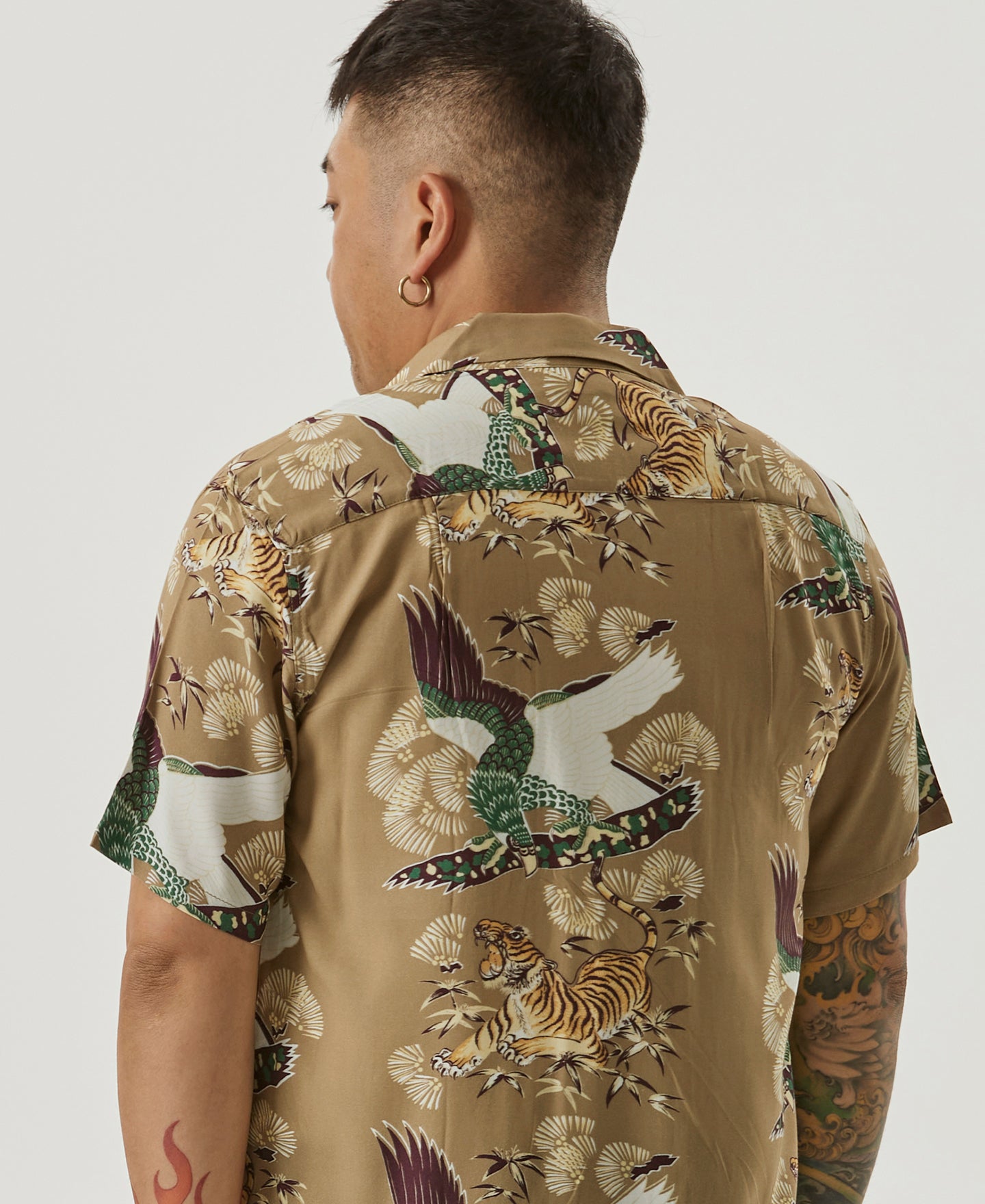 Japanese Ukiyo-e Tiger & Crane Pattern Aloha Hawaiian Shirt