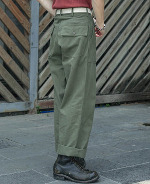 1947 1st 838A OD7 Herringbone Twill Fatigue Utility Pants | Olderbest