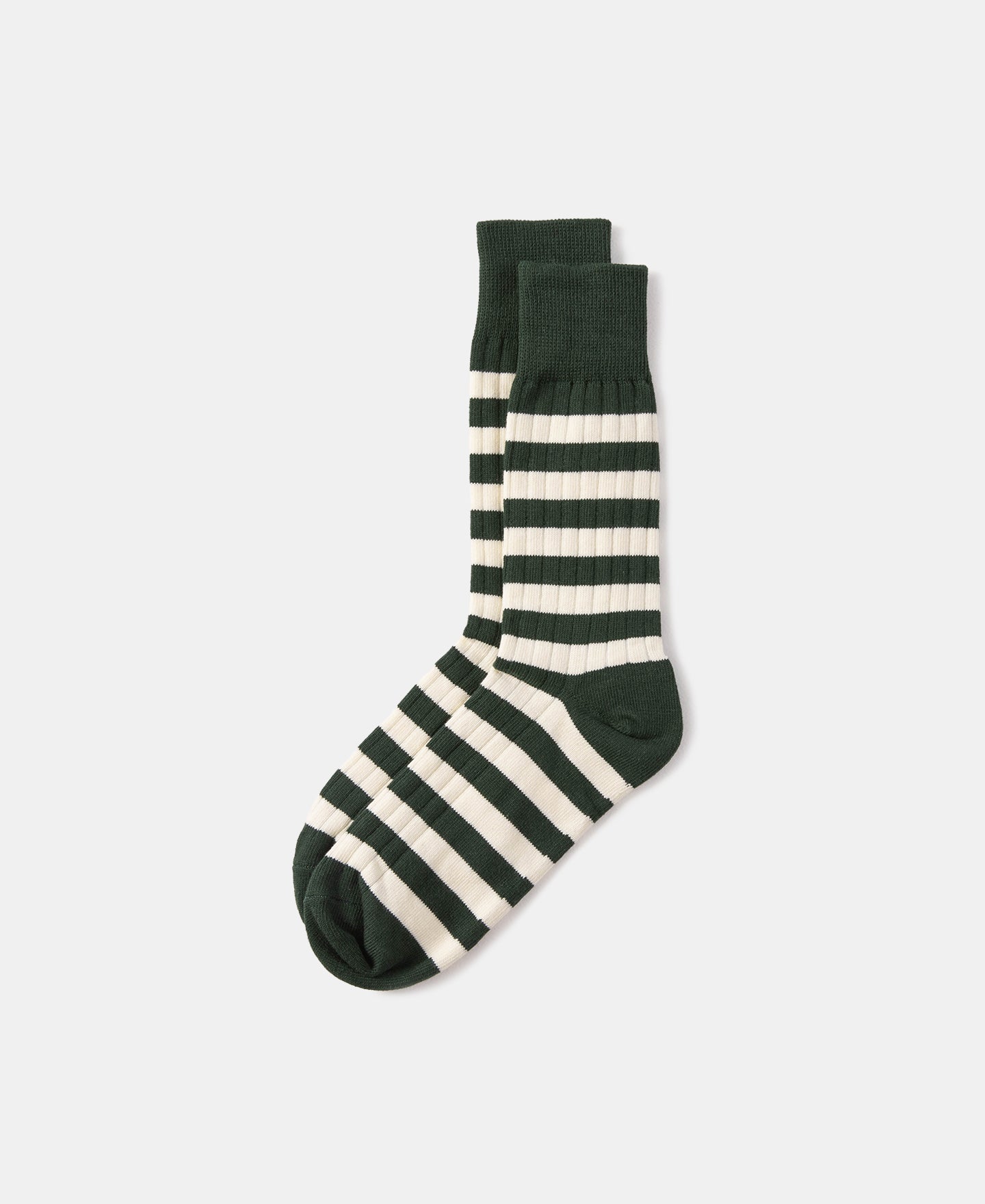 Green Striped Socks | White