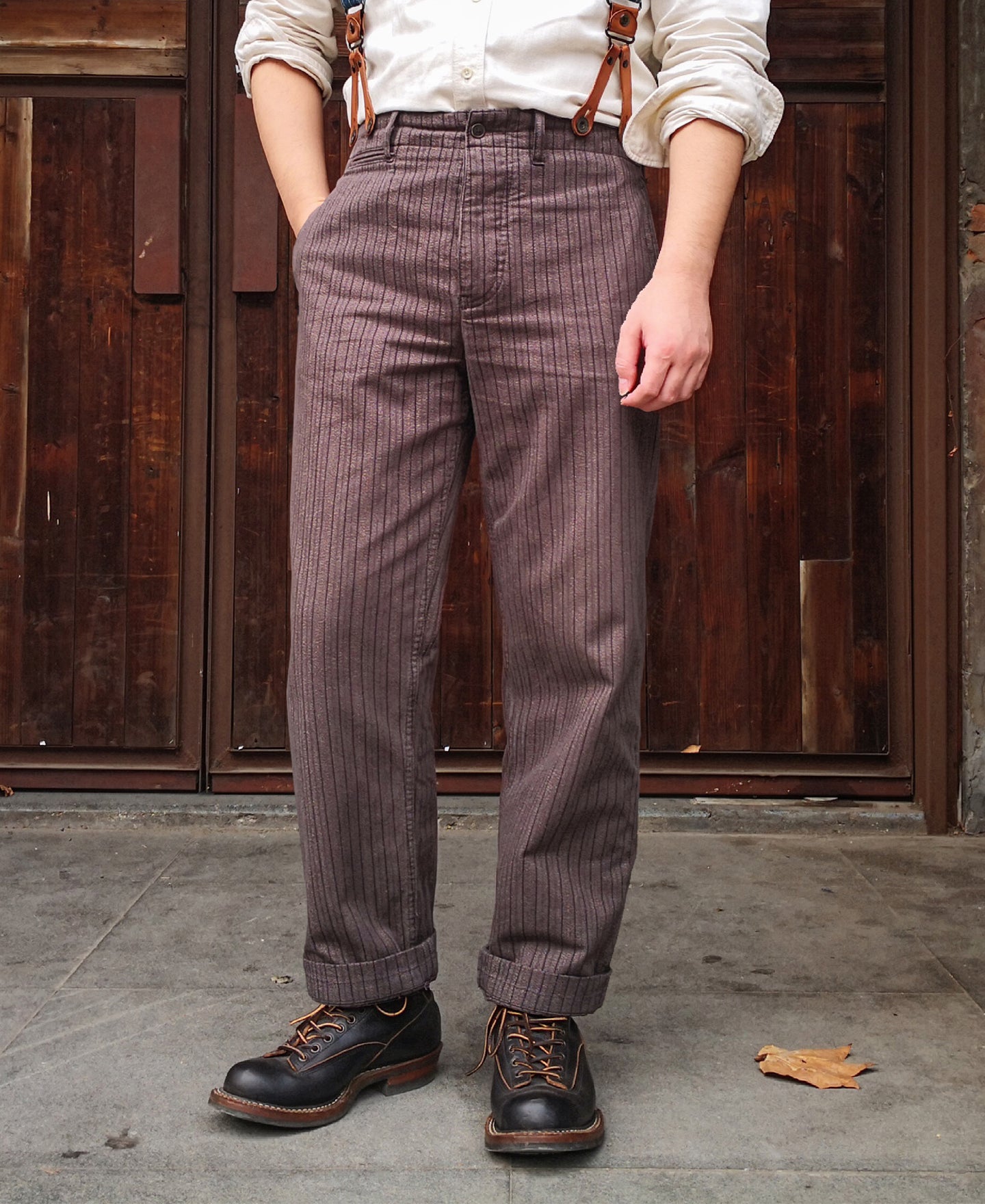 40's] French Vintage Brown Corduroy Work Pants Adolphe Lafont