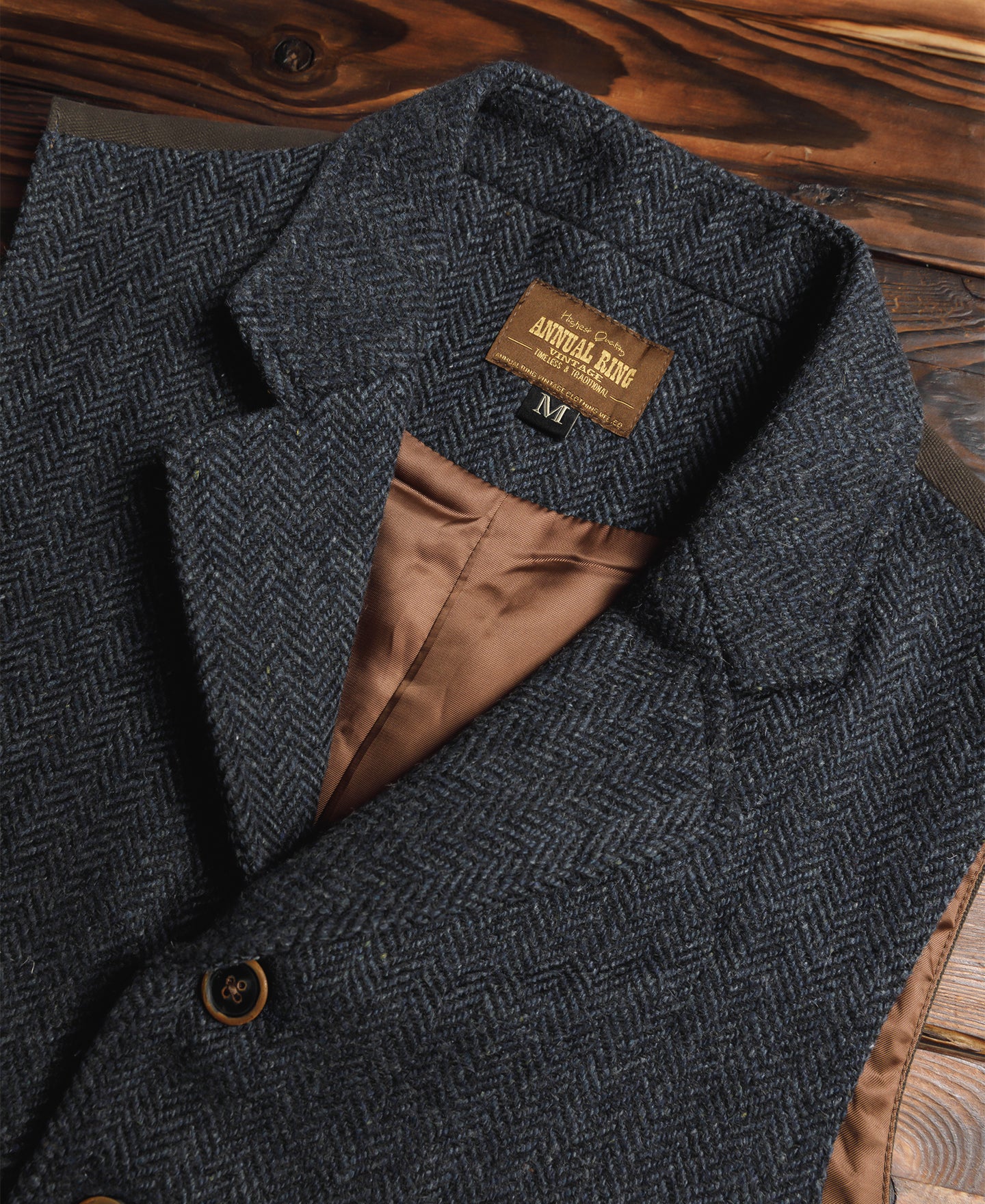 Navy Herringbone Tweed Lapel Vest, 80% Wool