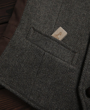 Greyish-Green Herringbone Tweed Vest | 75% Wool | Olderbest