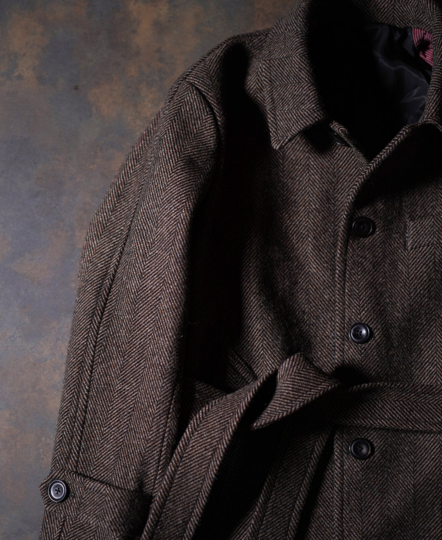 1920s Brown Herringbone Tweed Balmacaan Coat | Olderbest